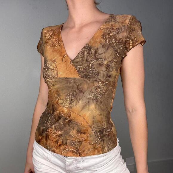 Brown tan gold paisley - Picture 4 of 8